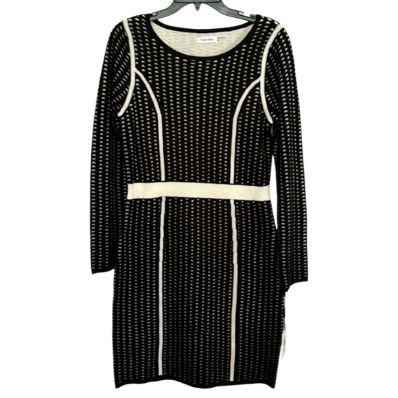 NWT Calvin Klein Black/White Sweater Dress‎ in Size M - Picture 1 of 15